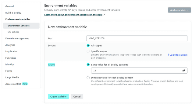 Add a environment variable